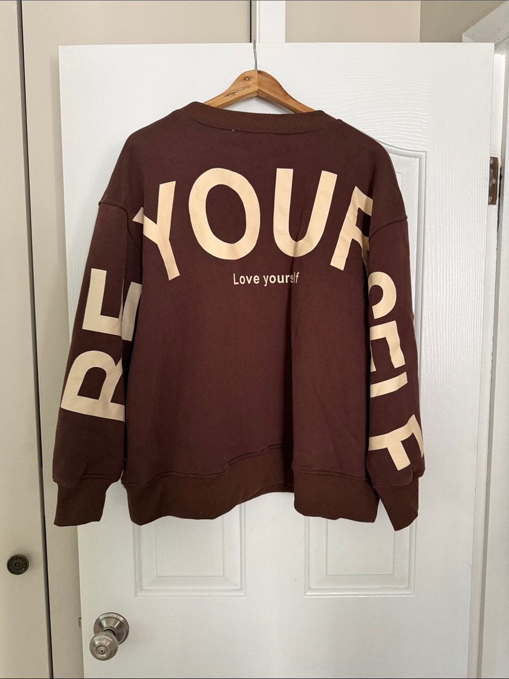 Brown 'Love Yourself' Graphic Crewneck Sweatshirt